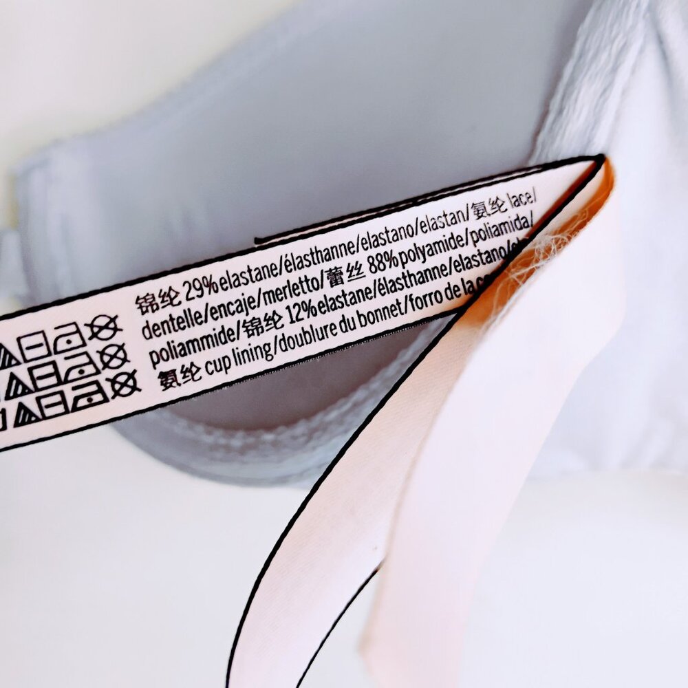 Victoria's Secret Bra Push Up Padded Comfy Front Close Lace Racer Gray Blue 32C - Picture 14 of 16